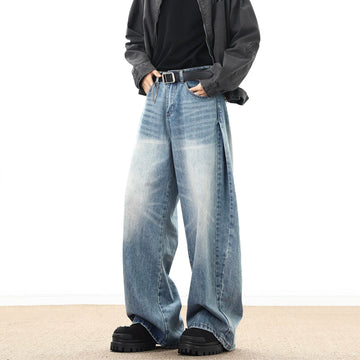 Riolio American Style Vintage Casual Wide-leg Mopping Jeans Men Loose Denim Trousers Neutral Jeans Streetwear Men Women Jeans Pants